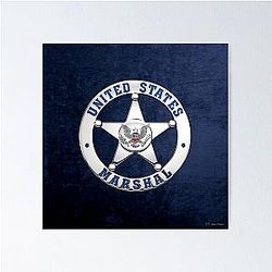 U.S. Marshals Service USMS Badge over Blue Velvet Poster