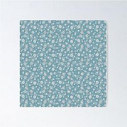 Christmas Icy Blue Velvet Snowflake Poster