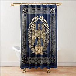 Roman Empire Gold Imperial Eagle Over Blue Velvet Shower Curtain