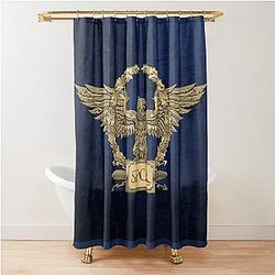 Gold Roman Imperial Eagle Special Edition over Blue Velvet Shower Curtain