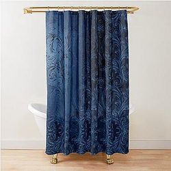 Faux Blue Velvet Shower Curtain