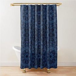 Blue Velvet Shower Curtain with Kaleidoscope Design