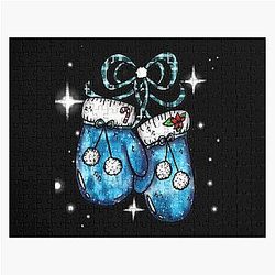 The Inspired Blue Velvet Christmas Plaid Ribbon Santa Vintage Jigsaw Puzzle