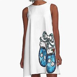 Christmas Blue Velvet Plaid Santa A-Line Dress