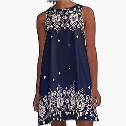 Pink Diamond on Blue Velvet A Line Dress
