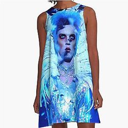Blue Velvet A-Line Dress