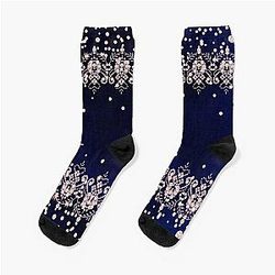 Pink Diamonds on Blue Velvet Socks