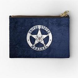 U.S. Marshals Service Badge over Blue Velvet Pouch