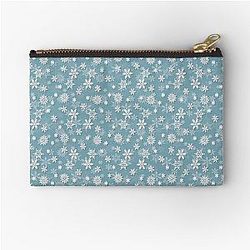 Christmas Velvet Snow Flakes Zipper Pouch
