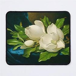 Giant Magnolias on a Blue Velvet Cloth - Martin Johnson Heade - 1890 Floral Art Mousepad