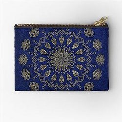 Blue Velvet Gold Mandala Pouch