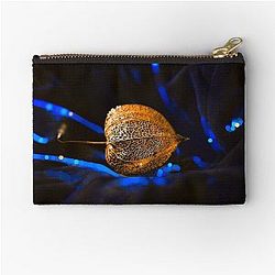 Golden Seed Pod on Blue Velvet Pouch