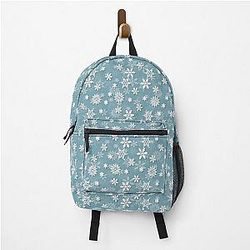 Christmas Icy Blue Velvet Snowflake Backpack