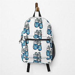 Christmas Blue Velvet Gloves Santa Plaid Ribbon Backpack