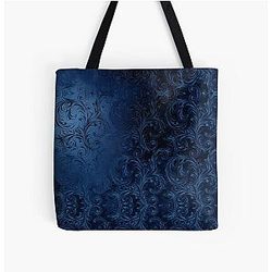 Faux Blue Velvet Swirl Tote Bag