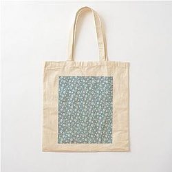 Christmas Icy Blue Velvet Snowflake Cotton Tote Bag