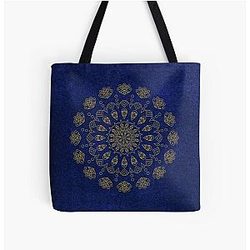 Blue Velvet Gold Print Tote Bag