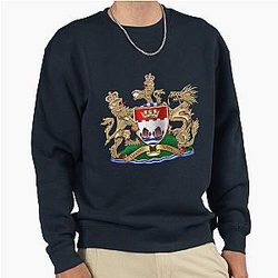 Hong Kong Coat of Arms over Blue Velvet Pullover Sweatshirt