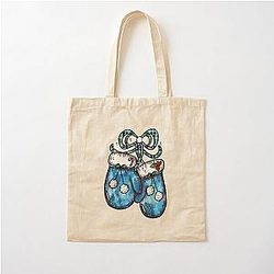 Christmas Blue Velvet Santa Cotton Tote