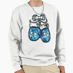 Christmas Blue Velvet Plaid Santa Pullover Sweatshirt