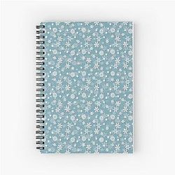 Christmas Icy Blue Velvet Snowflake Spiral Notebook