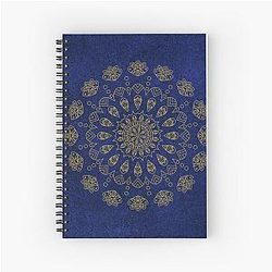 Blue Velvet Mandalay Gold Spiral Notebook
