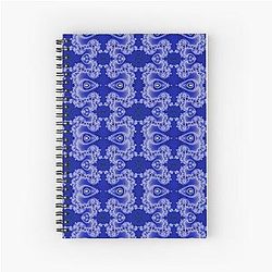 White Lace on Blue Velvet Fractal Abstract Spiral Notebook