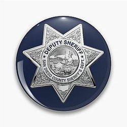 San Diego County Sheriff's Department SDSO Deputy Sheriff Badge over Blue Velvet Pin