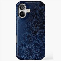 Faux Blue Swirls Velvet iPhone Tough Case