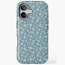 Christmas Icy Blue Velvet iPhone Snow Flakes Tough Case