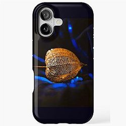 Golden Seed Pod on Blue Velvet iPhone Case