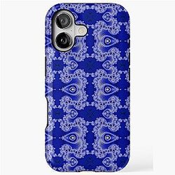 White Lace on Blue Velvet Fractal Abstract Case