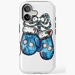 Christmas Blue Velvet Gloves Santa iPhone Tough Case