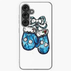 Christmas Blue Velvet Gloves Plaid Ribbon Soft Case for Samsung Galaxy