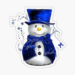 Christmas Snowman in Blue Velvet Sticker