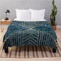 Art Deco Blue Velvet Throw Blanket