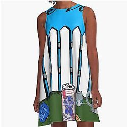 Blue Velvet A-Line Dress