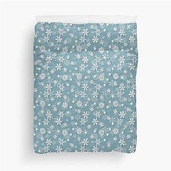 Christmas Icy Blue Velvet Snowflake Duvet Cover