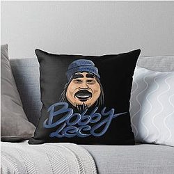 Bobby Lee with Blue Beanie Illustration Throw Pillow