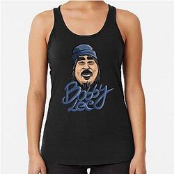 Bobby Lee With Blue Beanie Racerback Tank Top