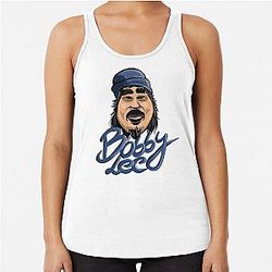 Bobby Lee with Blue Beanie Illustration Racerback Tank Top