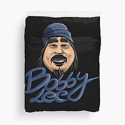 Bobby Lee With Blue Beanie Illustration Duvet Cover (Black Base)