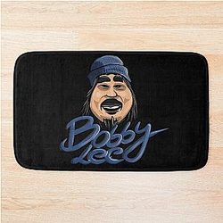 Bobby Lee with Blue Beanie Black Base Bath Mat