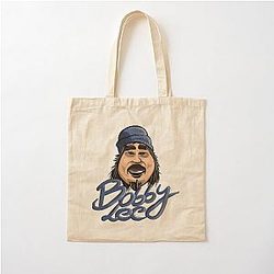 Bobby Lee cotton tote bag with illustration blue beanie
