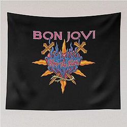 Bon Jovi Keep the Faith Flaming Heart Tapestry