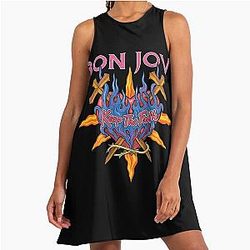 Bon Jovi Keep the Faith Flaming Heart A-Line Dress