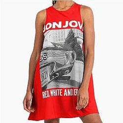 of Bon Jovi Winged Heart - Never Say Goodbye Inspired Fan Art A Line Dress