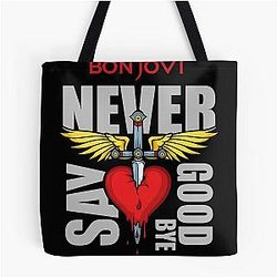 Bon Jovi Winged Heart Dagger Never Say Goodbye Inspired Fan Art All Over Print Tote Bag