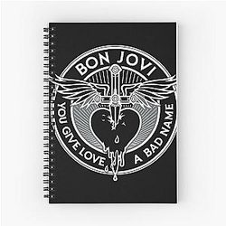 Red Give Love a Bad Name Bon Jovi Spiral Notebook