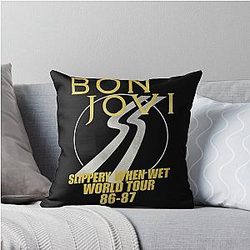 Slippery Wet World Tour Bon Jovi Throw Pillow